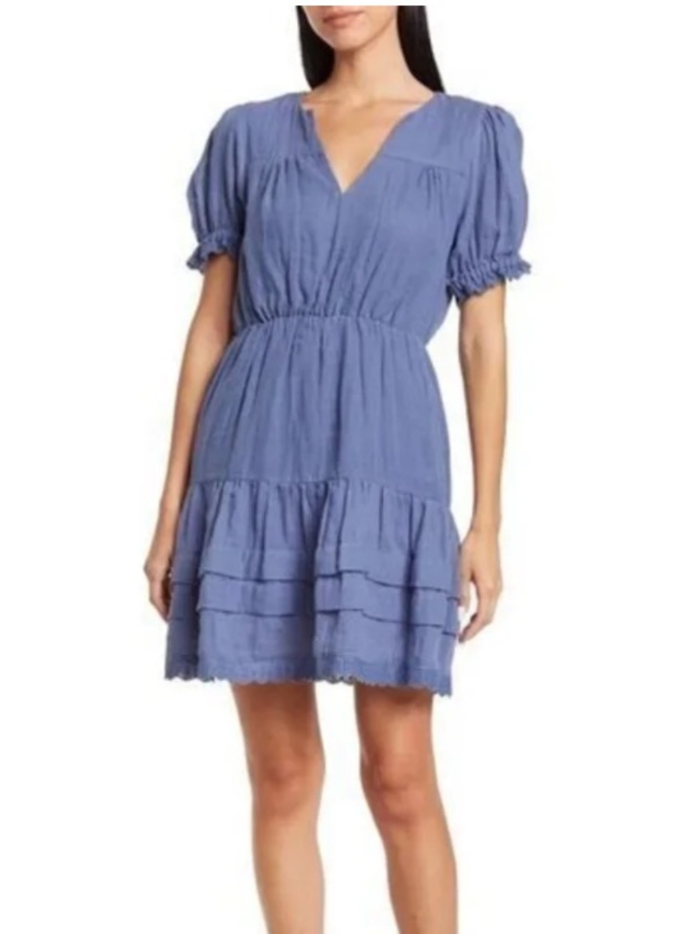 Anthropologie Blue Cotton Ruffled Dress!